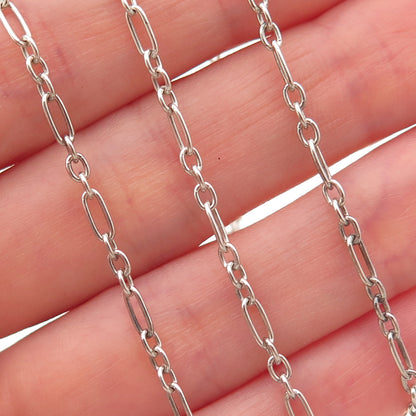 925 Sterling Silver Vintage Italy Paperclip Figaro Chain Necklace 20"