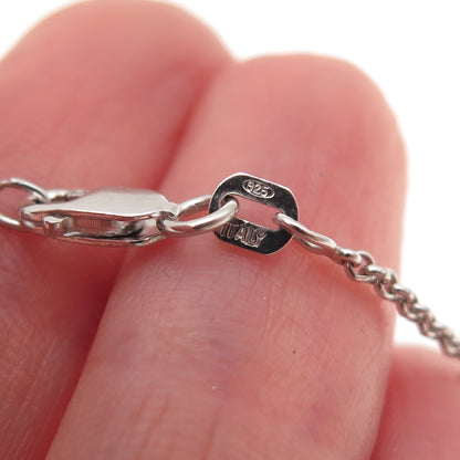 925 Sterling Silver Italy Asscher-Cut C Z Cross Rolo Chain Necklace 16"