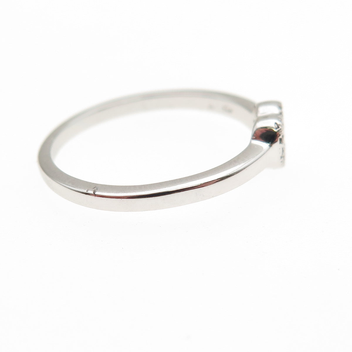 925 Sterling Silver Round-Cut C Z Heart Ring Size 6.25