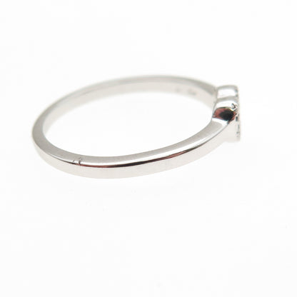 925 Sterling Silver Round-Cut C Z Heart Ring Size 6.25