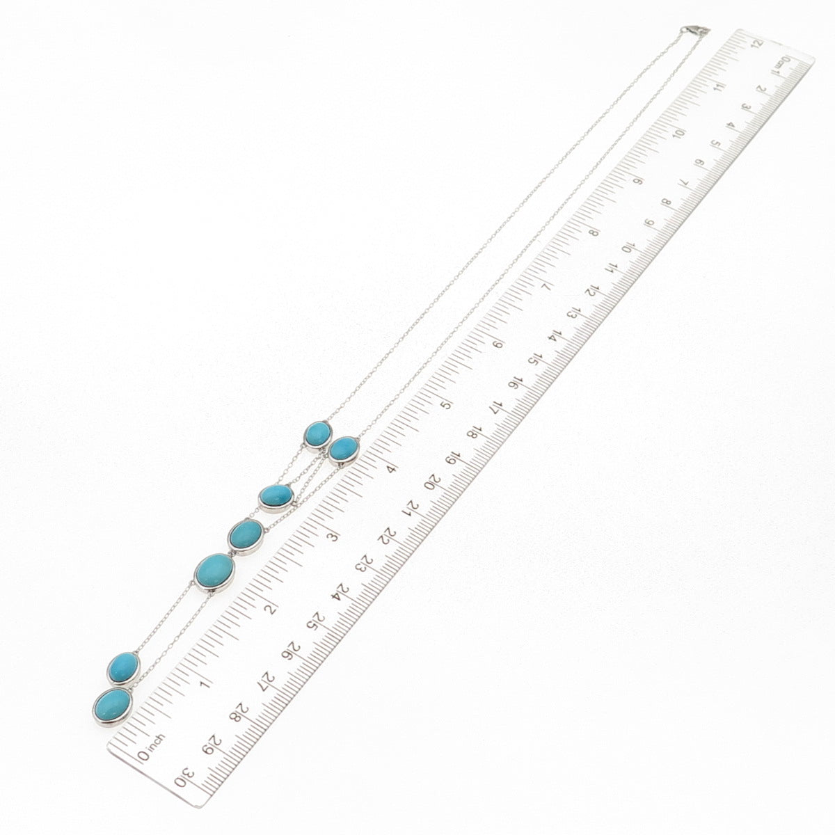925 Sterling Silver Real Sleeping Beauty Turquoise Cable Chain Necklace 18"