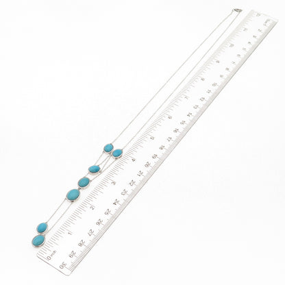 925 Sterling Silver Real Sleeping Beauty Turquoise Cable Chain Necklace 18"