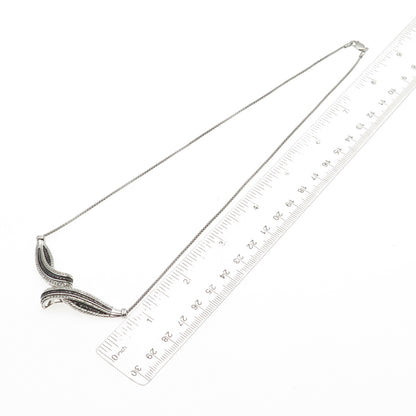 J. Stella Sterling Silver Real Black & White Diamond Popcorn Chain Necklace 18"