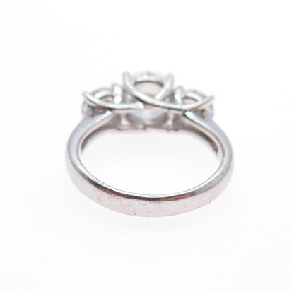 925 Sterling Silver Round-Cut C Z Engagement Ring Size 5.25