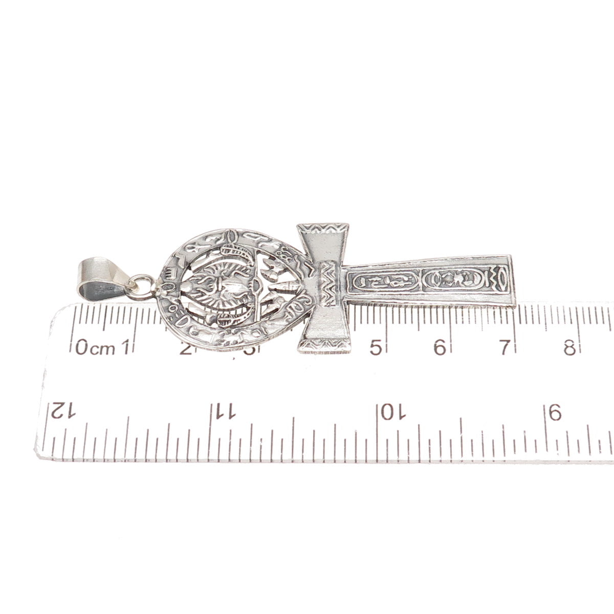 800 Silver Vintage Egyptian Ankh Oxidized Charm Pendant