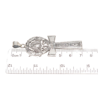800 Silver Vintage Egyptian Ankh Oxidized Charm Pendant