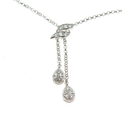 925 Sterling Silver Round-Cut C Z Drop Bolo Chain Necklace 18"