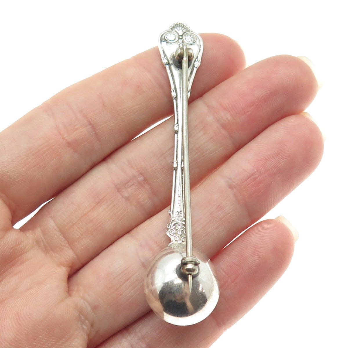 WHITING MFG CO. 925 Sterling Silver Antique 1892 Empire Salt Spices Spoon Brooch