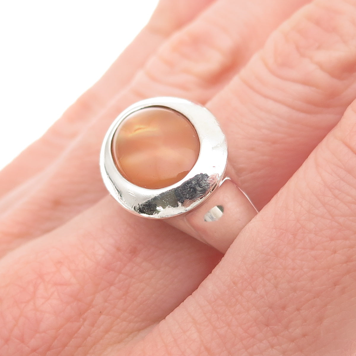 ESPO Joseph Esposito 925 Sterling Silver Vintage Real MOP Modernist Ring Size 9
