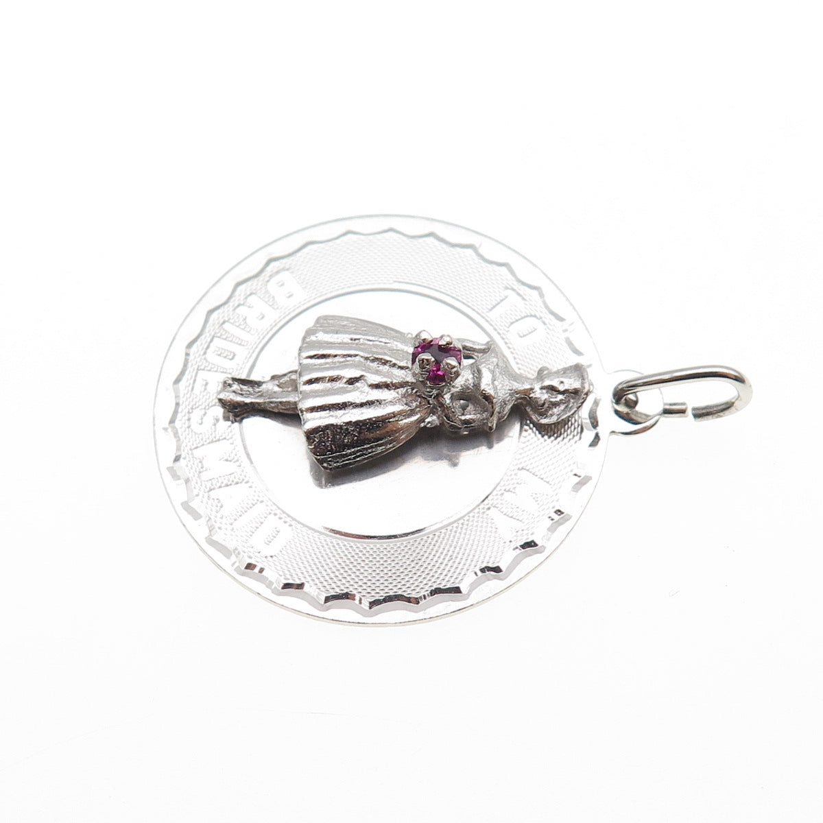 ART'S ELEGANCE 925 Sterling Silver Vintage Rhinestone To My Bridesmaid Pendant
