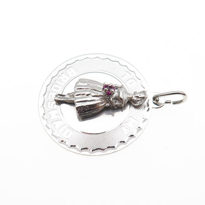 ART'S ELEGANCE 925 Sterling Silver Vintage Rhinestone To My Bridesmaid Pendant