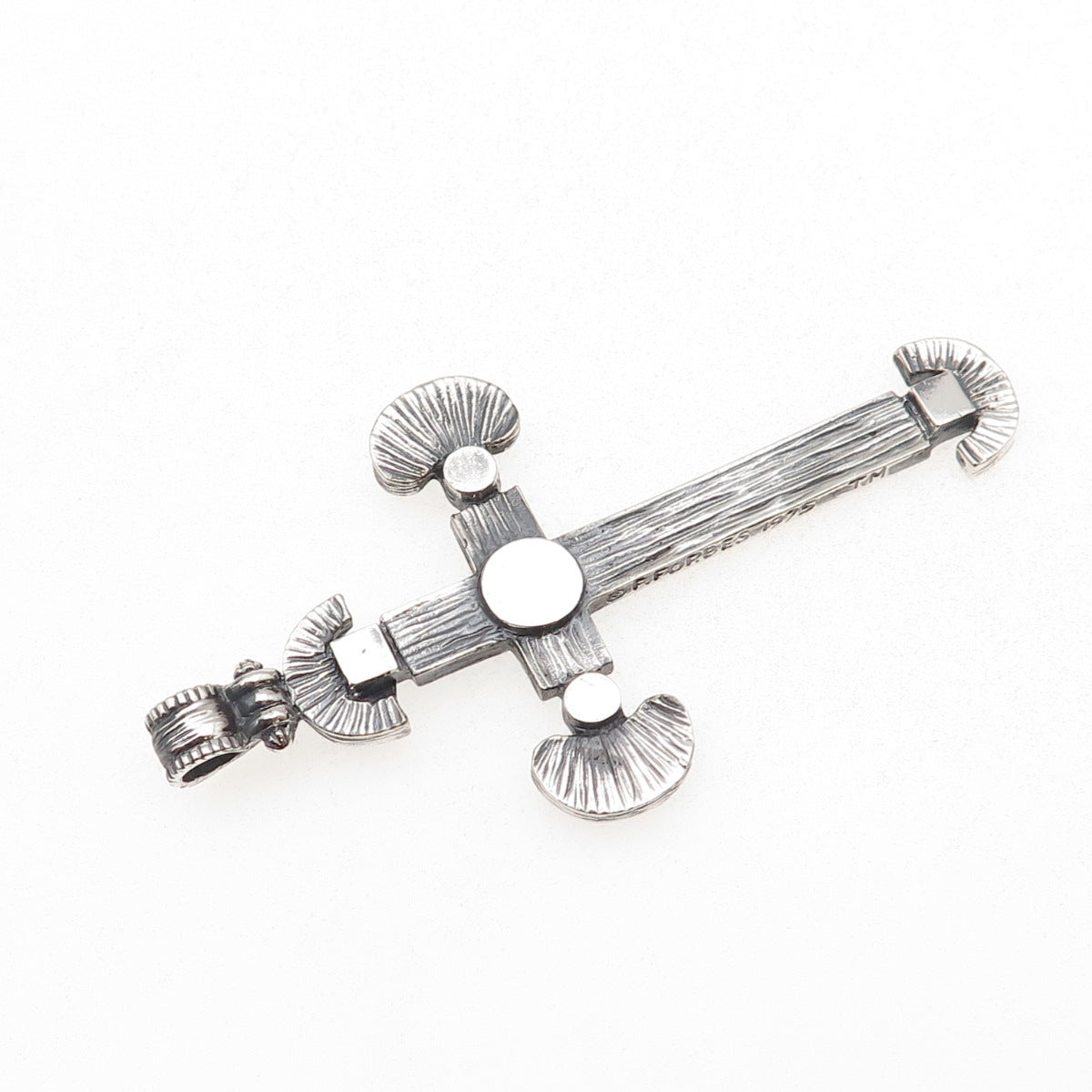 925 Sterling Silver Vintage Cross Large Oxidized Pendant