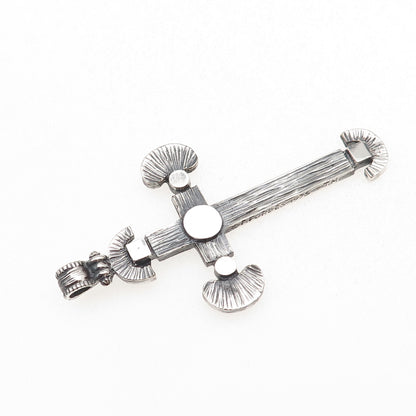 925 Sterling Silver Vintage Cross Large Oxidized Pendant