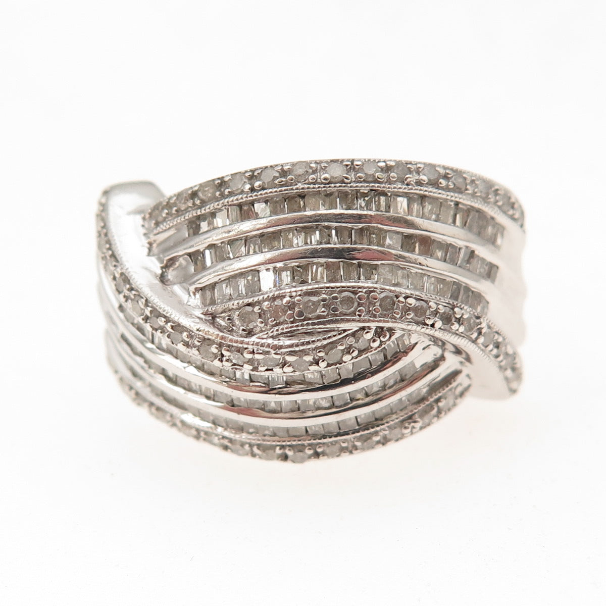 Michael Drechsler 925 Sterling Silver Real Diamond Ring Size 7.25