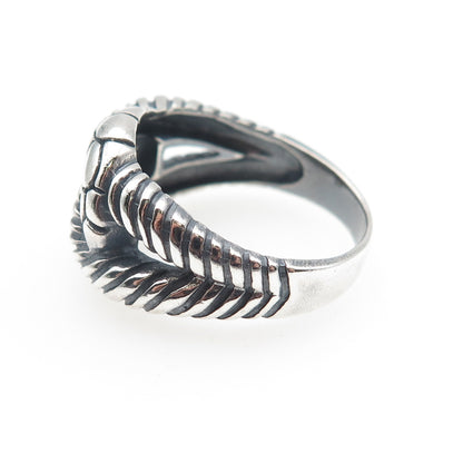 KEN CRAFTS Sterling Silver Vintage Modernist Interlocked Oxidized Ring Size 8.75