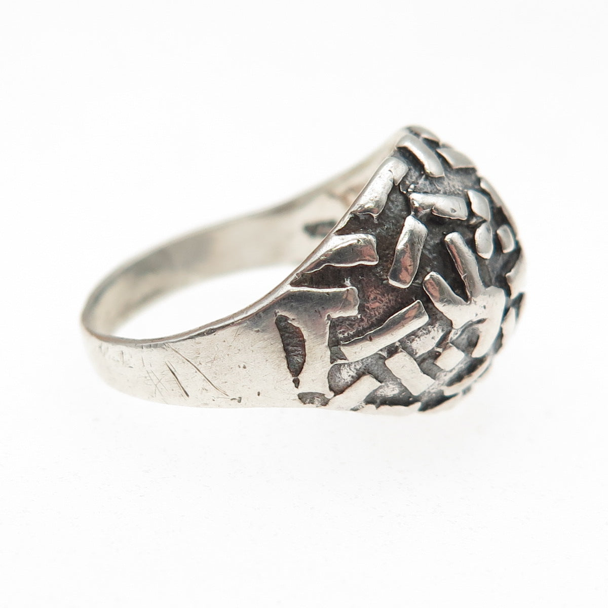 925 Sterling Silver Vintage Modernist Oxidized Dome Ring Size 6.25
