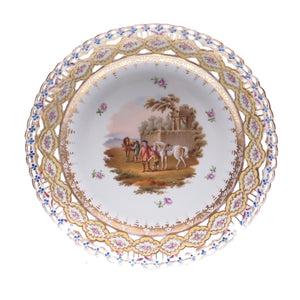 DRESDEN Antique 1900s Germany Children & Horses Hand Painted Porcelain Plate