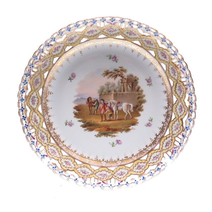 DRESDEN Antique 1900s Germany Children & Horses Hand Painted Porcelain Plate