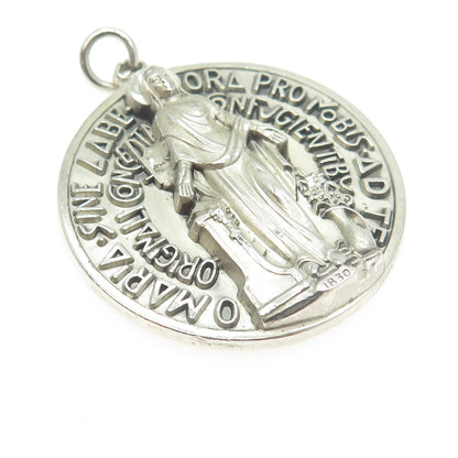 CREED 925 Sterling Silver Antique Art Deco St. Mary Miraculous Religious Pendant