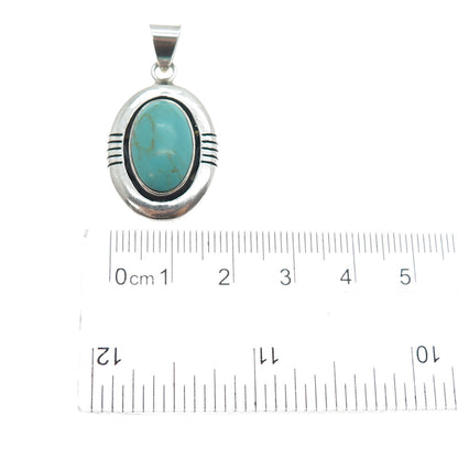 925 Sterling Silver Vintage Real Lone Mountain Turquoise Southwestern Pendant