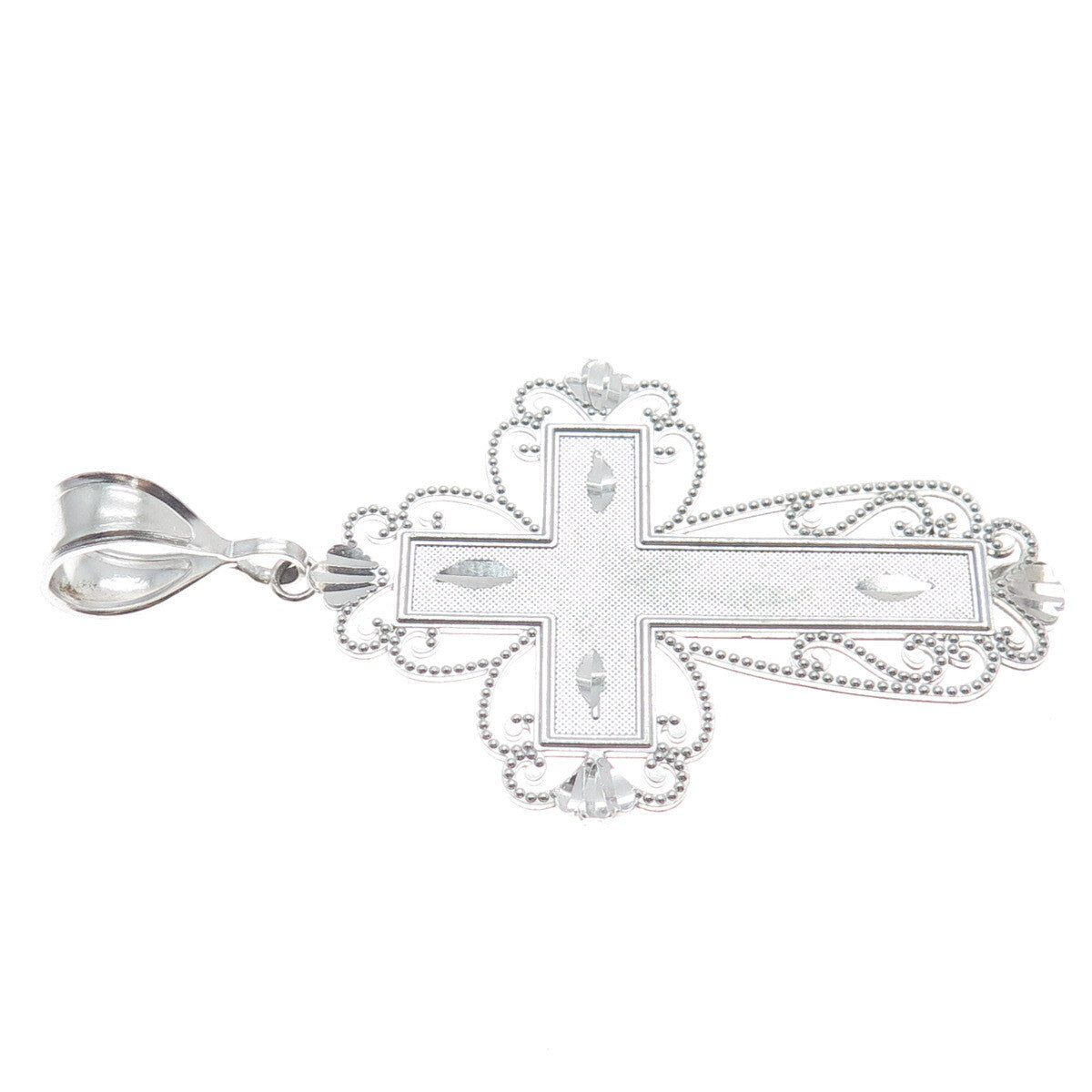 925 Sterling Silver Diamond-Cut Cross Pendant