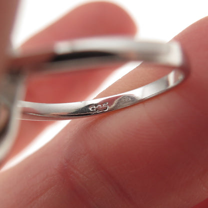 925 Sterling Silver Round-Cut Black C Z Double Heart Ring Size 5.5