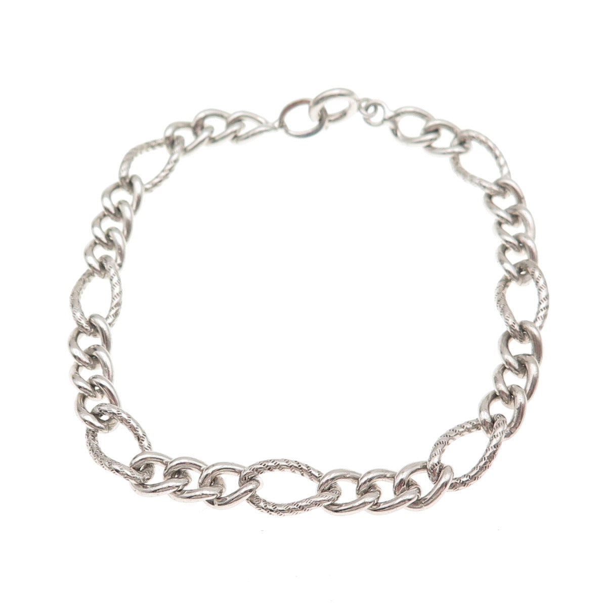 Winard 925 Sterling Silver Vintage Figaro Link Bracelet 7"