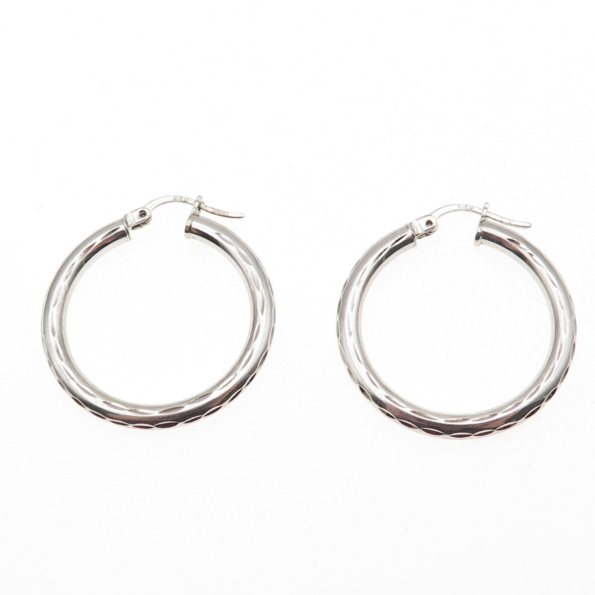 925 Sterling Silver Marquise-Cut Hoop Earrings