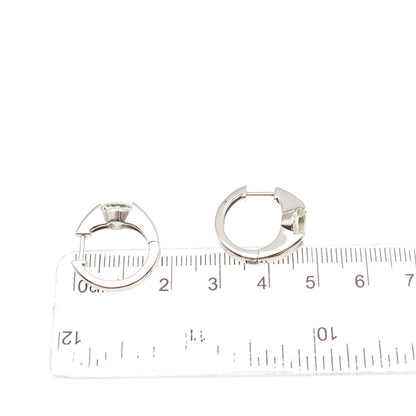 DBJ Dee Berkle 925 Sterling Silver Real Round-Cut Green Amethyst Hoop Earrings