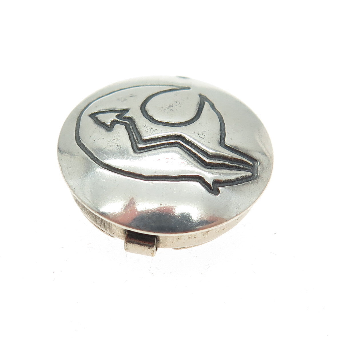 Old Pawn Hopi Sterling Silver Vintage Southwestern Concho Bear Clip Button