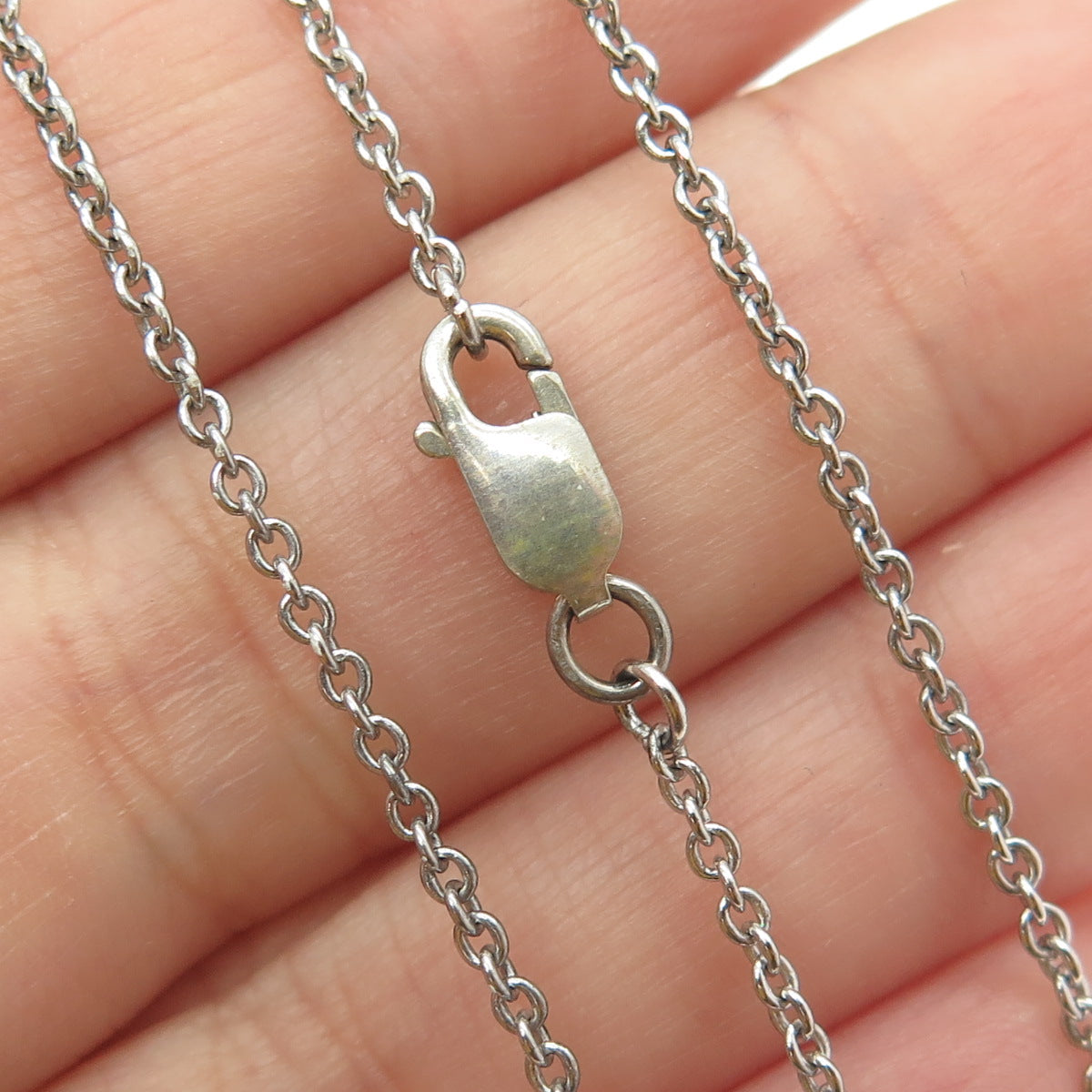 925 Sterling Silver Pave C Z Rolo Chain Necklace 16"