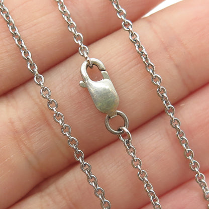 925 Sterling Silver Pave C Z Rolo Chain Necklace 16"