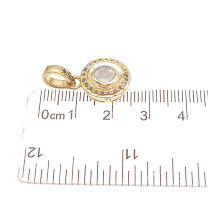 925 Sterling Silver Gold Plated Real Rose-Cut Diamond Charm Pendant