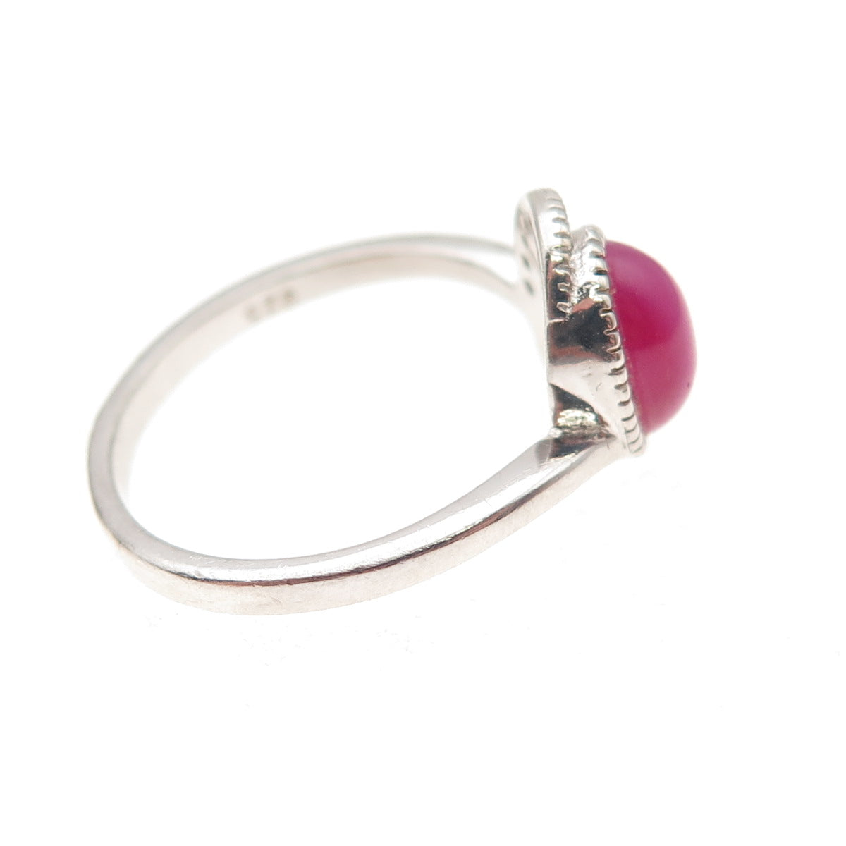 925 Sterling Silver Real Ruby & C Z Modernist Ring Size 7