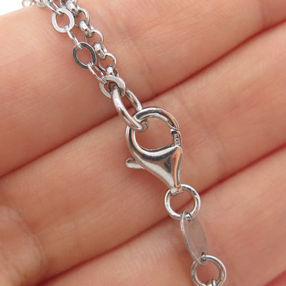 925 Sterling Silver 2-Tone Vintage Modernist Teardrop Double Chain Necklace 16"