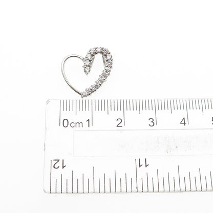 925 Sterling Silver Round-Cut C Z Heart Mini Slide Charm Pendant