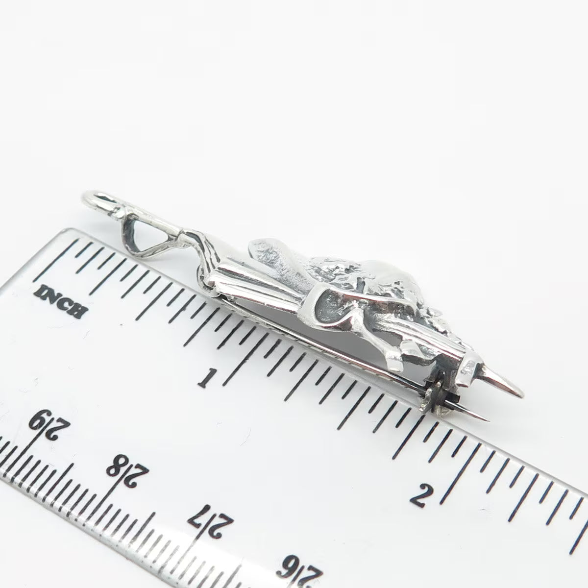 925 Sterling Silver Vintage Mary Poppins Umbrella & Hat Pin Brooch