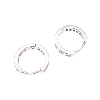 925 Sterling Silver Princess-Cut Multi-Color C Z Hoop Earrings