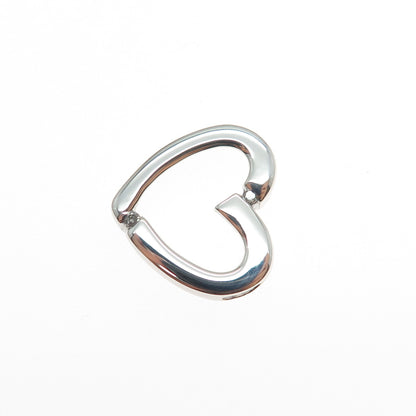 925 Sterling Silver Real Round-Cut Diamond Heart Mini Slide Charm Pendant