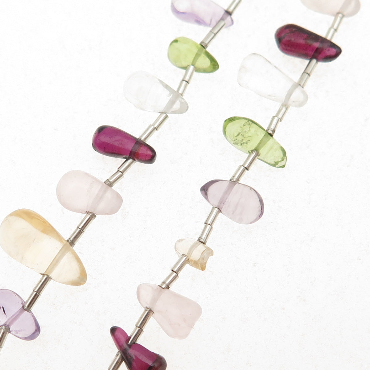 925 Sterling Vintage Amethyst Citrine Peridot Tourmaline & Quartz Necklace 16"