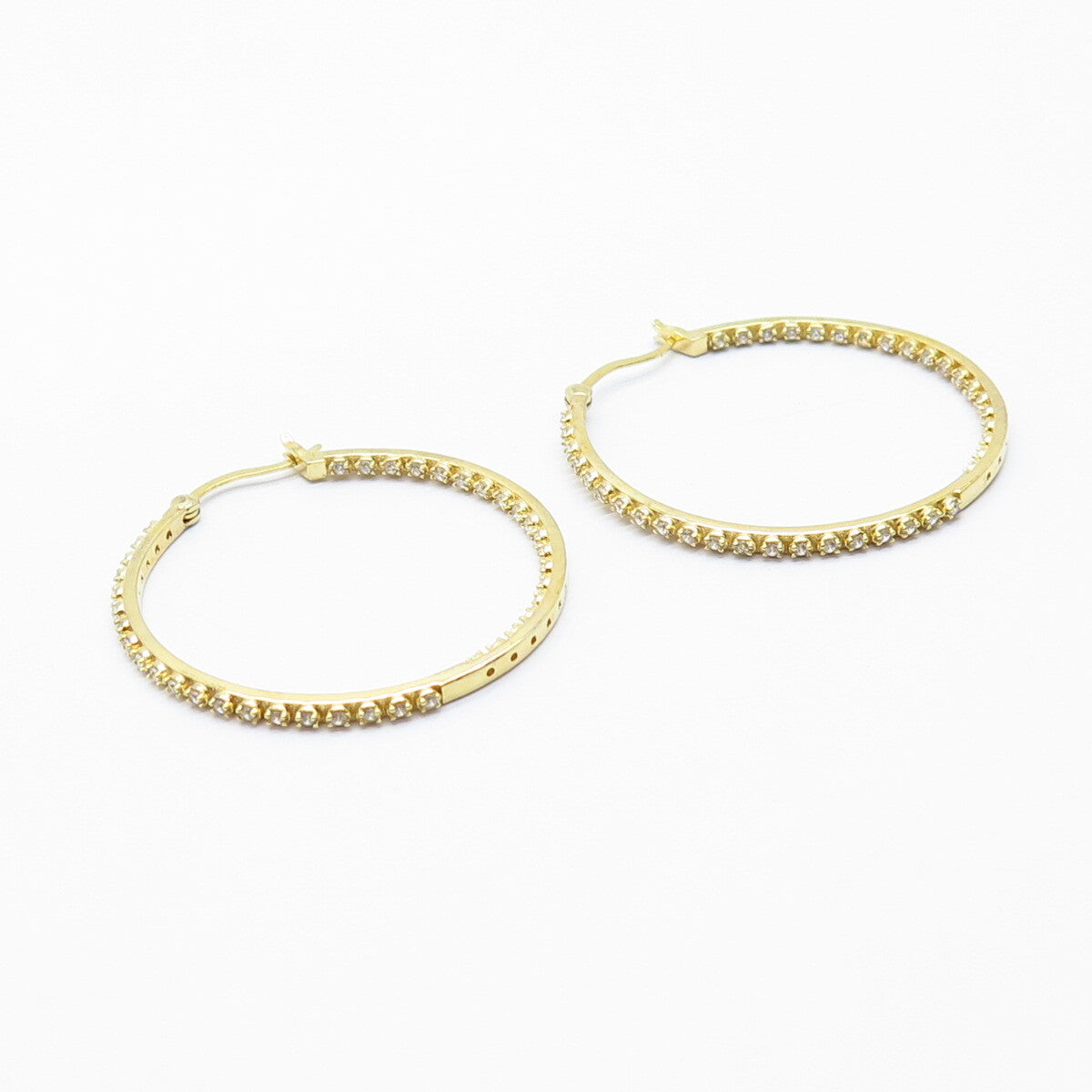 925 Sterling Silver C Z Hoop Earrings
