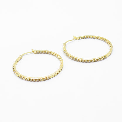 925 Sterling Silver C Z Hoop Earrings