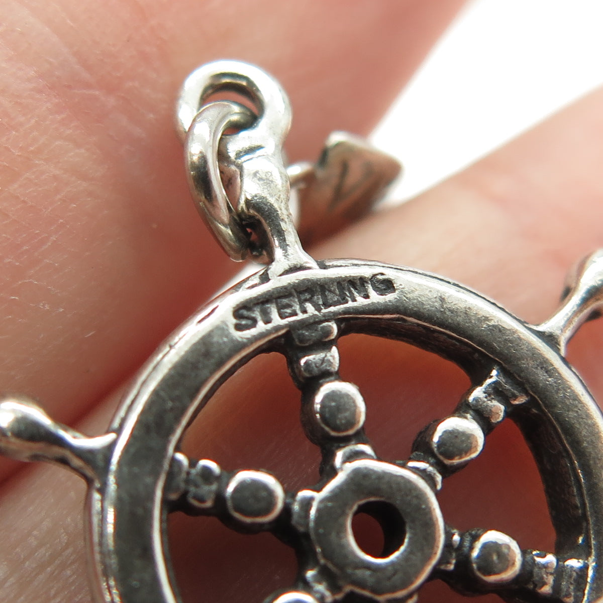 PACIFIC JEWELRY 925 Sterling Silver Vintage Steering Wheely 3D Pendant