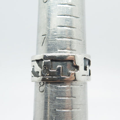 925 Sterling Silver Vintage Mexico Maze Band Ring Size 7.75