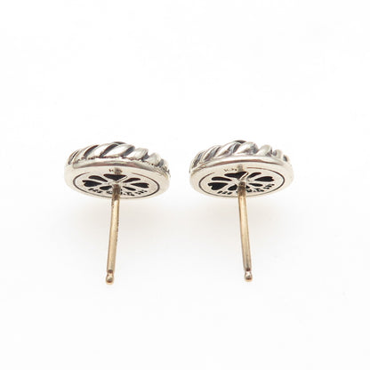 David Yurman 925 Sterling 14K Gold Vintage Real Black Onyx Cookie Stud Earrings