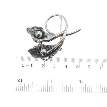BEAU 925 Sterling Silver Vintage Modernist Calla Lily Oxidized Pin Brooch