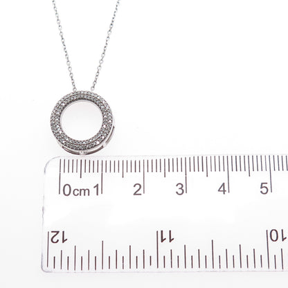 925 Sterling Silver Italy Real Diamond Circle of Life Cable Chain Necklace 16"