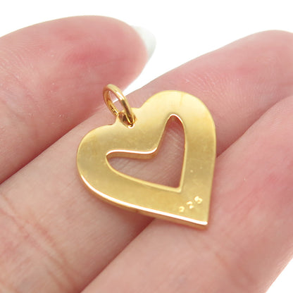 925 Sterling Silver Gold Plated Open Heart Minimalist Charm Pendant