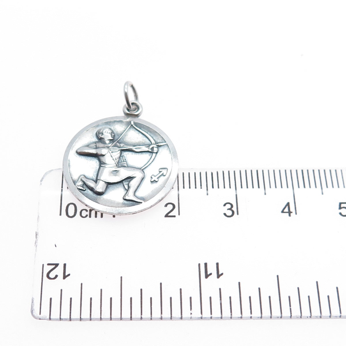 925 Sterling Silver Vintage Sagittarius Zodiac Sign Oxidized Charm Pendant