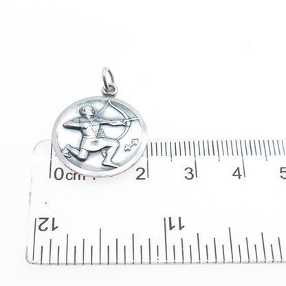 925 Sterling Silver Vintage Sagittarius Zodiac Sign Oxidized Charm Pendant